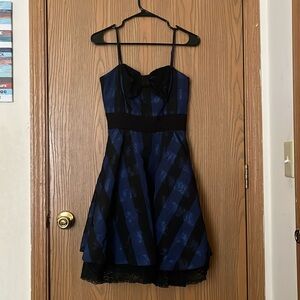 Betsy Johnson Vintage Black and Blue strip Mini dress